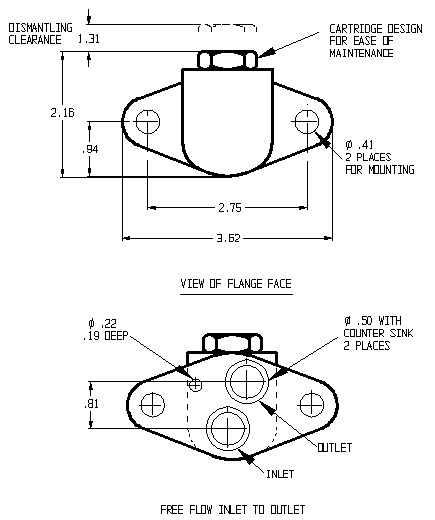 699 Series One Way Check Valves technical drawing
